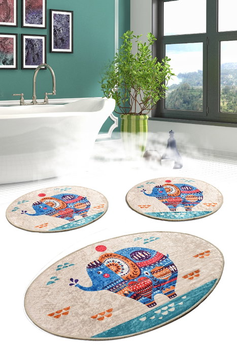 Mijölnir Juego de alfombrillas de baño Etnic de 3 piezas